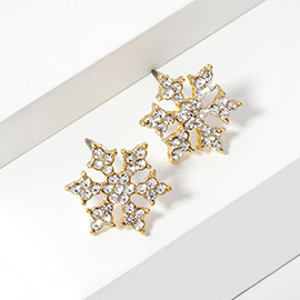 Crystal Paved Snowflake Stud Earrings
