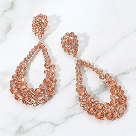 Crystal Bubble Cluster Teardrop Evening Earrings
