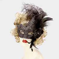 Halloween Feather Flower Masquerade Mask