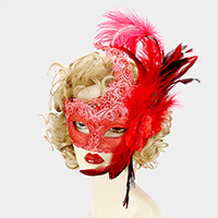 Halloween Feather Flower Masquerade Mask