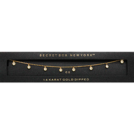 SECRET BOX_14K Gold Dipped Round CZ Detail Necklace