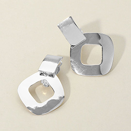 Cut Out Square Metal Clip on Earrings