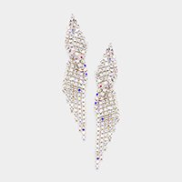 Crystal Rhinestone Pave Fringe Evening Earrings