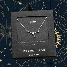 SECRET BOX_Sterling Silver Dipped CZ Cancer Zodiac Sign Pendant Necklace