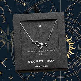 SECRET BOX_Sterling Silver Dipped CZ Leo Zodiac Sign Pendant Necklace
