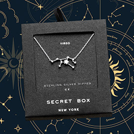 SECRET BOX_Sterling Silver Dipped CZ Virgo Zodiac Sign Pendant Necklace