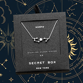 SECRET BOX_Sterling Silver Dipped CZ Scorpio Zodiac Sign Pendant Necklace