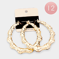 12Pairs - Metal Bamboo Pin Catch Earrings