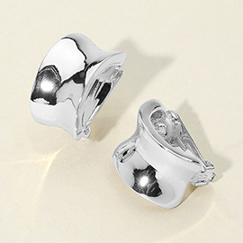 Curved Geometric Metal Clip On Earrings