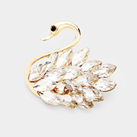 Swan Marquise Stone Cluster Accented Pin Brooch