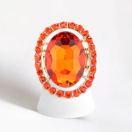 Rhinestone Trimmed Oval Cut Stretch Ring