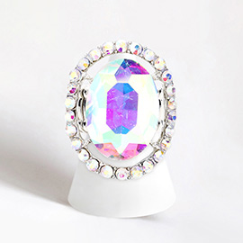 Rhinestone Trimmed Oval Cut Stretch Ring