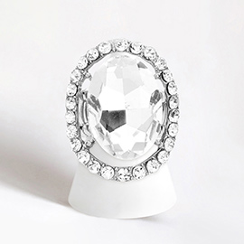 Rhinestone Trimmed Oval Cut Stretch Ring