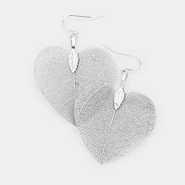 White Gold Dipped Sterling Silver Post Textured Heart Earrings