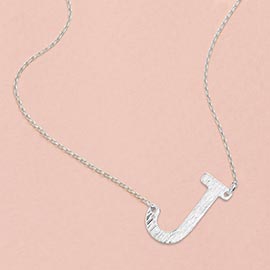 -J- White Gold Dipped Initial Monogram Pendant Necklace