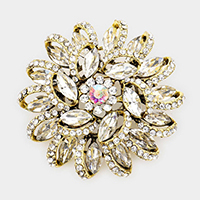 Marquise Stone Detail Flower Pin Brooch