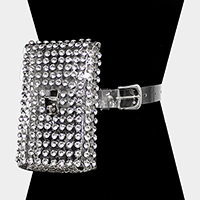 Round Stone Faux Leather Fanny Pack / Belt / Crossbody Bag