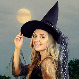 Classic Tall Sheer Ribbon Band Halloween Witch Hat