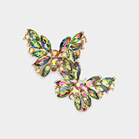 Round Marquise Stone Cluster Butterfly Evening Earrings