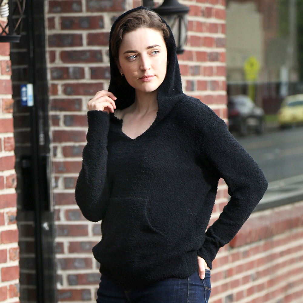 Solid Pocket Hoodie Top