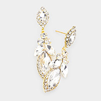 Marquise Round Stone Accented Dangle Evening Earrings