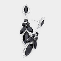 Marquise Round Stone Accented Dangle Evening Earrings