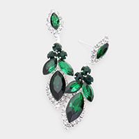 Marquise Round Stone Accented Dangle Evening Earrings