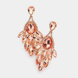 Teardrop Accented Marquise Stone Cluster Evening Earrings
