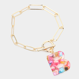 -B- Colorful Initial Monogram Charm Bracelet