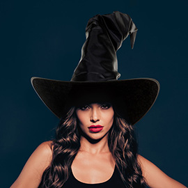 Wrinkled Faux Leather Tall Halloween Witch Hat