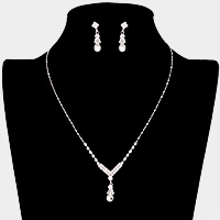 Teardrop Pendant Crystal Rhinestone Necklace