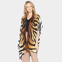 Ombre Zebra Patterned Cover Up Kimono Poncho