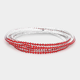 6PCS - Rhinestone Multi Layered Stretch Evening Bracelets