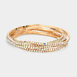 6PCS - Rhinestone Multi Layered Stretch Evening Bracelets