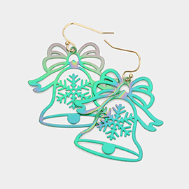 Christmas Bell Metal Cut Out Dangle Earrings