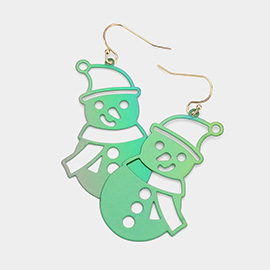 Snowman Metal Cut Out Dangle Earrings