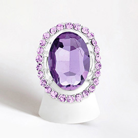 Rhinestone Trimmed Oval Cut Stretch Ring