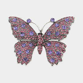 Bubble Stone Embellished Butterfly Pin Brooch