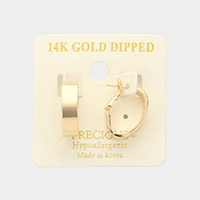 14K Gold Dipped Metal Oval Hoop Earrings