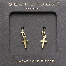 Secret Box_14K Gold Dipped Metal Cross Dangle Earrings