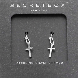 Secret Box_Sterling Silver Dipped Metal Cross Dangle Earrings