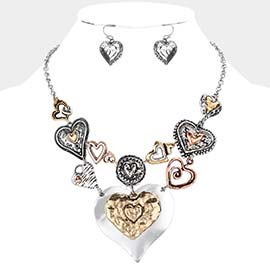 Metal Heart Link Necklace