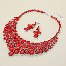 Multi Stone Cluster Evening Necklace