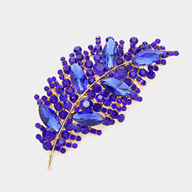 Marquise Stone Accented Leaf Pin Brooch