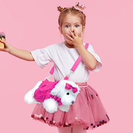 Furry Puppy Dog Doll Crossbody Bag