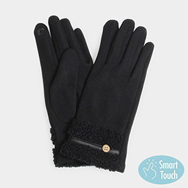 Teddy Faux Fur Cuff Touch Smart Gloves