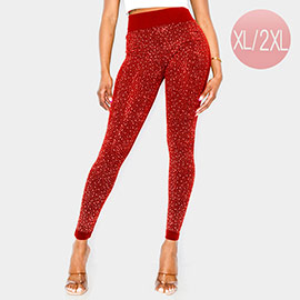 Plus Size High-Waisted Bling Studded Leggings