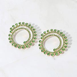 Stone Cluster Swirl Round Evening Earrings