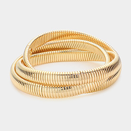 Triple Metal Layered Bangle Bracelet