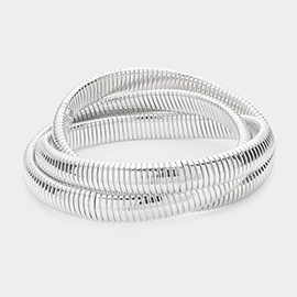 Triple Metal Layered Bangle Bracelet